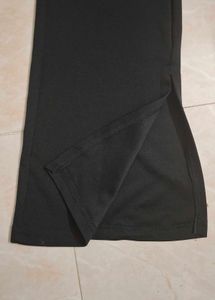 Black Flared Pants with Side Slits