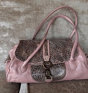 Chic Lovecat Pink Leopard Print Handbag