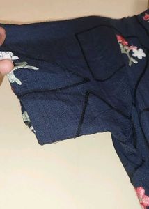 Embroidered Navy Blue Kurta
