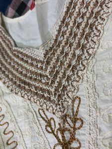 Embroidered Cream Kurta
