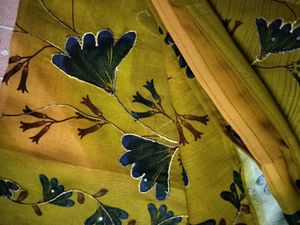Olive Green Floral Print Saree