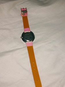 Pink Leather Strap Watch