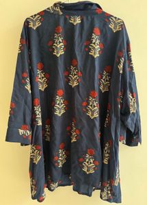 Westside Diza - Blue Floral Print Kurta