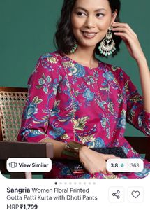woman floral printed gotta Patti kurta with dhoti
