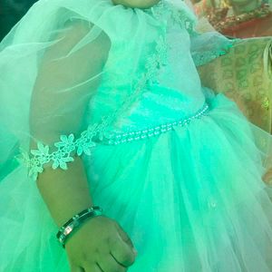 Beautiful Sparkle With Beads Green Frock