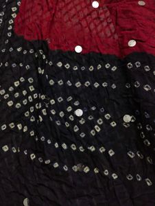 Red &amp; Black Mirror Work Dupatta