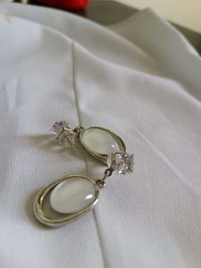 Elegant Oval Stone Dangle Earrings