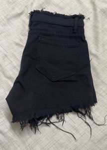 Black Distressed Denim Shorts
