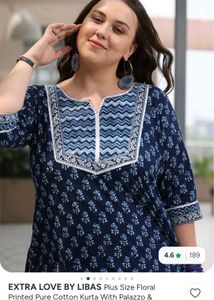 Pure Cotton Blue Floral Print 3 pc suit