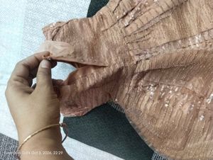 Peach Salwar Pants and frock of Sequins