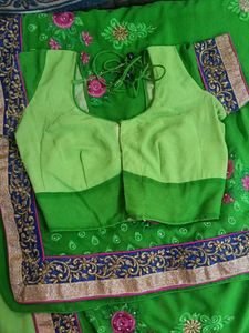 beautiful light &amp; dark shades green georgette sare