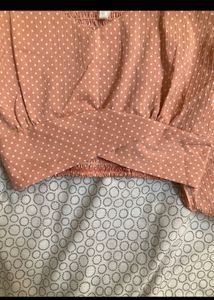Peach Polka Dot Crop Top