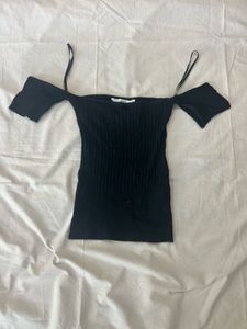ONLY Black Off-Shoulder Ribbed Top