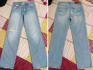 Light Wash Distressed Flare Jeans