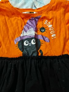 Girls Halloween Black Cat Dress