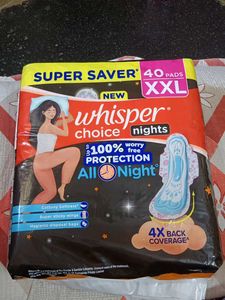 Whisper Choice Nights XXL Pads - 40 Count