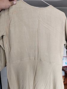 Embroidered Beige Kurta Set