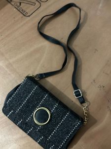 Stylish Black Woven Crossbody Bag