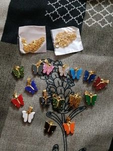Lot of 16 Butterfly Pendants & Chains