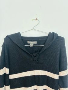 Striped Black &amp; Beige Knit Sweater