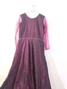 Ethnic Purple Gown Set
