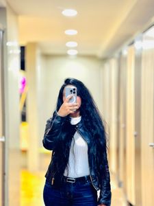 Women's Black Faux Leather Jacket &amp; Jeans