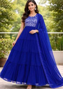 Elegant Blue Anarkali Kurta with Dupatta