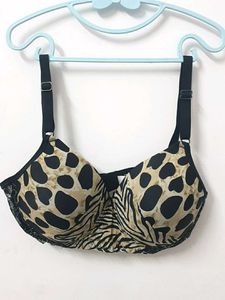 Animal Print Lace Detail Bra