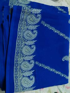 Royal Blue Embroidered Saree
