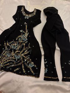 Elegant y2k Black Kurta Set with Dupatta