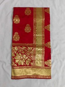 Stunning Red &amp; Gold Banarasi Silk Saree