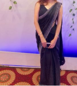Elegant Black Embellished Saree