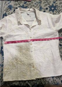 Cream Textured Button-Up Shirt