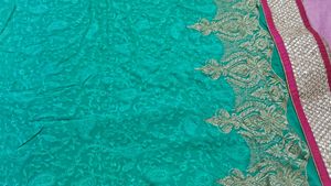 Stunning Teal Embroidered Sari Border
