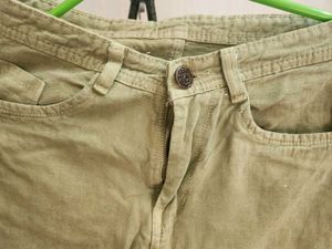 Khaki Denim Cutoff Shorts