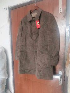 Vintage Brown Tweed Coat (Size-L)