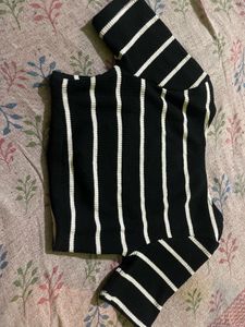 Striped Black Crop Top
