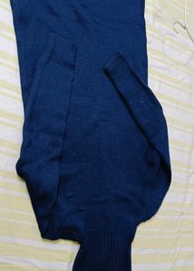 woolen Navy Blue Turtleneck Knit Dress