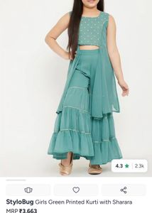 Teal Sharara Set with Crop Top