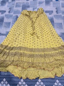 Yellow Printed Ethnic Skirt