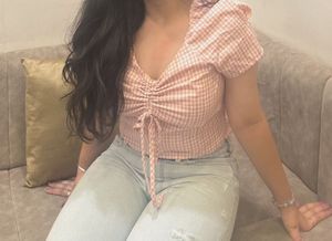 Pink Gingham Puff Sleeve Top