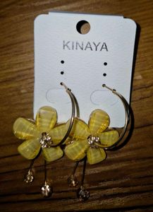 Floral Crystal Hoop Earrings (NEW with box)