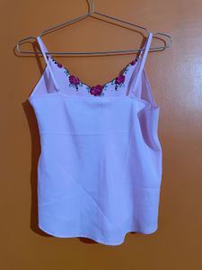 Light Pink Camisole with Rose Embroidery