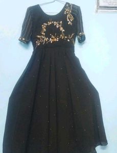 Elegant Embroidered Black Gown