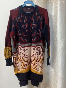 Patterned Knit Sweater Dress