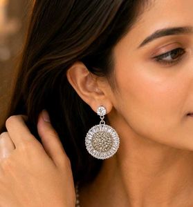 Sparkling Round Drop Earrings