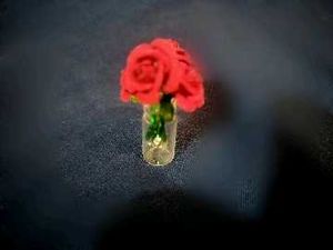 Miniature Red Rose Bouquet in Glass Vase