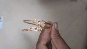 Exquisite Gold color Bangles with Ruby Accents