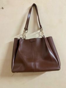 Chic Brown Faux Leather Tote Bag