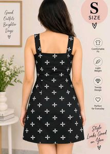 Trendy Black &amp; White Pattern Dress